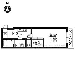 アルカス七条大宮 1Kの間取図画像