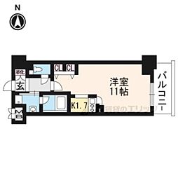 RESIDIA御所東 1Kの間取図画像