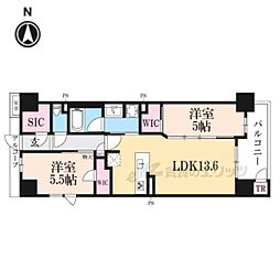 ファインレジデンス京都五条通 2LDKの間取図画像