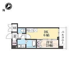 ブランシエスタ西京極 1DKの間取図画像