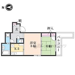 アルカンシエル御所 1LDKの間取図画像