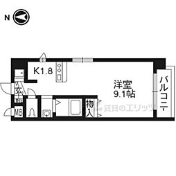 プレサンス京都三条大橋鴨川苑 1Kの間取図画像