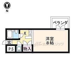 テラス吉田 1Kの間取図画像