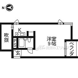 テラッセ糺の森 1Kの間取図画像