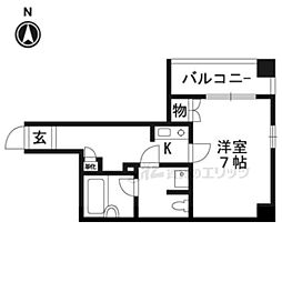 CQレジデンス京都東山三条 1Kの間取図画像