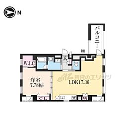 プランドール神宮丸太町 1LDKの間取図画像