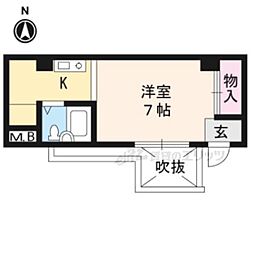 ヴィンテージ日比野 ワンルームの間取図画像