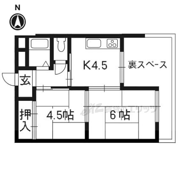 コーポ宮の森 12｜京都府京都市南区吉祥院宮ノ東町(賃貸アパート2DK・1階・35.00㎡)の写真 その2