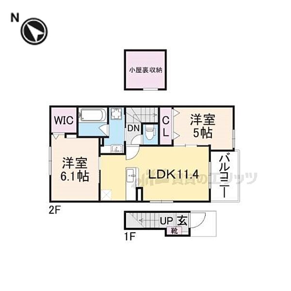 滋賀県彦根市西沼波町(賃貸アパート2LDK・2階・55.10㎡)の写真 その2