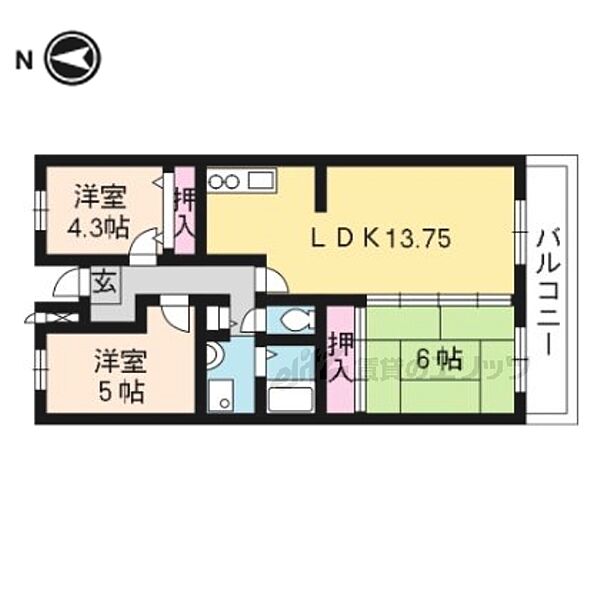 滋賀県大津市大萱７丁目(賃貸マンション3LDK・3階・65.20㎡)の写真 その2