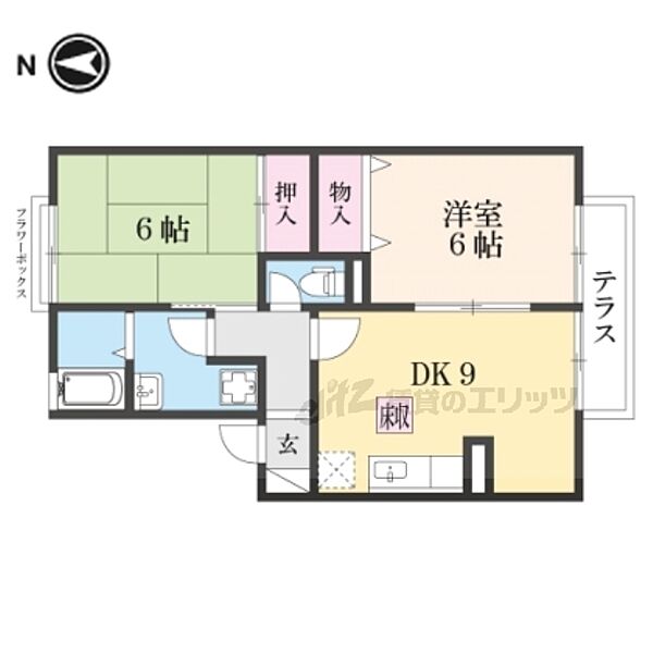 滋賀県草津市追分２丁目(賃貸アパート2DK・1階・50.12㎡)の写真 その2