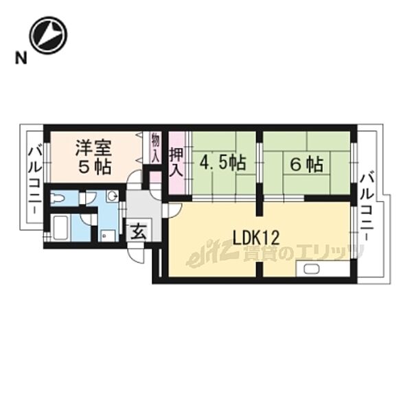 第二ハイツ蓮台寺 301｜滋賀県栗東市下鈎(賃貸マンション3LDK・3階・60.08㎡)の写真 その2