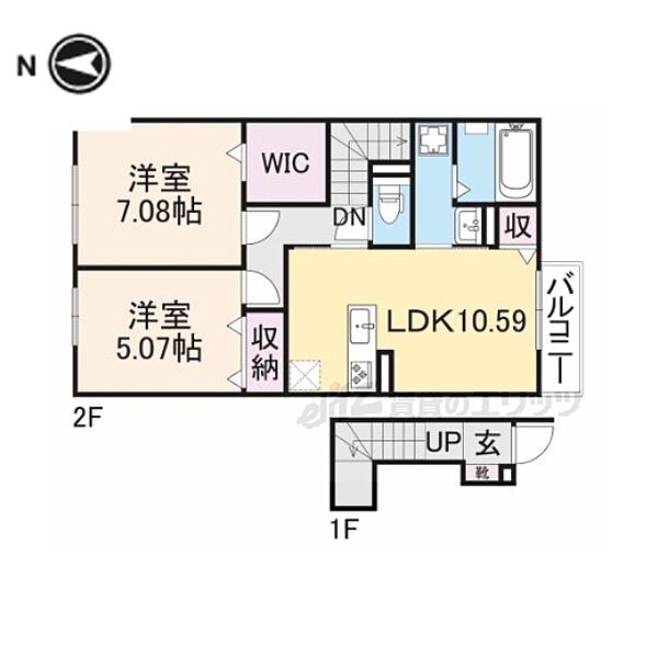 フラン瀬田A棟 203｜滋賀県大津市大萱５丁目(賃貸アパート2LDK・2階・64.15㎡)の写真 その2