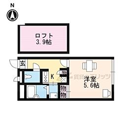JR湖西線 唐崎駅 徒歩8分の賃貸アパート 2階1Kの間取り