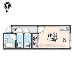 Ｋレジデンス神宮丸太町 3階ワンルームの間取り