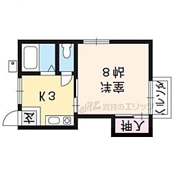 京阪本線 龍谷大前深草駅 徒歩2分の賃貸アパート 2階1Kの間取り