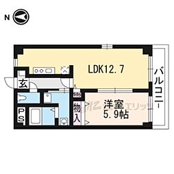 ベルヌーブ森神VI 1階1LDKの間取り