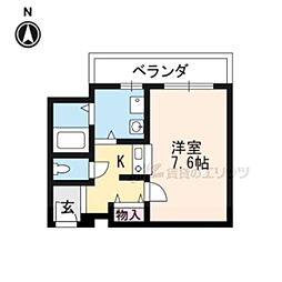 キッパーズビル 5階1Kの間取り