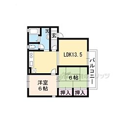 JR東海道・山陽本線 瀬田駅 徒歩18分の賃貸アパート 2階2LDKの間取り
