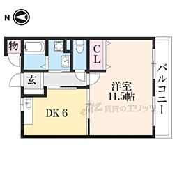 コットンハウス 2階1LDKの間取り