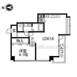 JR東海道・山陽本線 石山駅 徒歩7分の賃貸マンション 2階1LDKの間取り