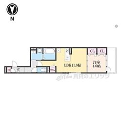 コートセブンエイト 2階1LDKの間取り