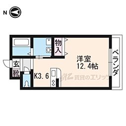 京阪石山坂本線 石場駅 徒歩6分の賃貸マンション 2階ワンルームの間取り