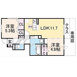 JR東海道・山陽本線 瀬田駅 徒歩20分の賃貸アパート 1階2LDKの間取り