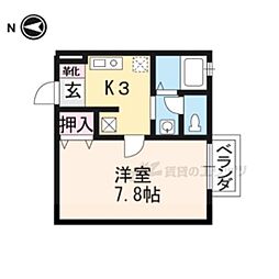 セジュ−ルＤＥＮ2001 2階1Kの間取り