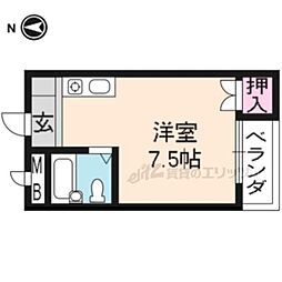 ローズコーポ瀬田II 3階ワンルームの間取り