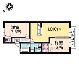 JR東海道・山陽本線 瀬田駅 徒歩19分の賃貸アパート 1階2LDKの間取り