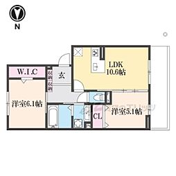 ＵＴＡＴＡ（ウタタ） 1階2LDKの間取り