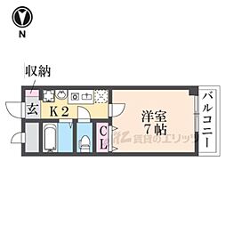 アルビーコート 1Kの間取図画像