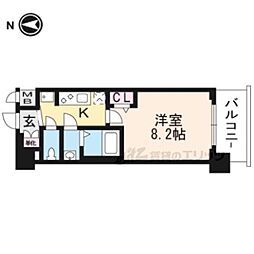 プレサンスTHE KYOTO東福寺EAST 7階1Kの間取り