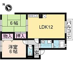 リアルコンフォ−ト 2階2LDKの間取り