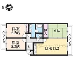 リバーハイツ間宮 2階3LDKの間取り