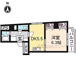 ワイズアクト 4階1DKの間取り