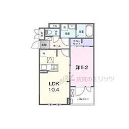 ブルックIII 1階1LDKの間取り