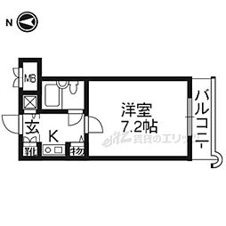 京都地下鉄東西線 二条城前駅 徒歩5分の賃貸マンション 3階1Kの間取り