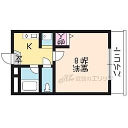 京阪本線 藤森駅 徒歩4分の賃貸マンション 3階1Kの間取り
