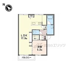 コーポフローラル 2階1LDKの間取り