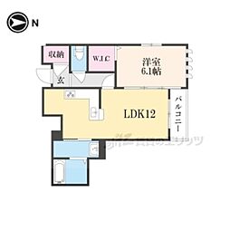 京洛舎東山三条 3階1LDKの間取り