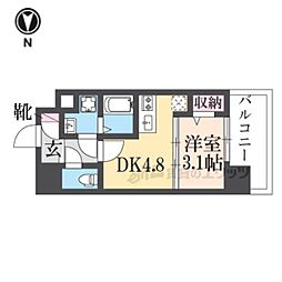 エクスフォート京都聚楽町 5階1DKの間取り