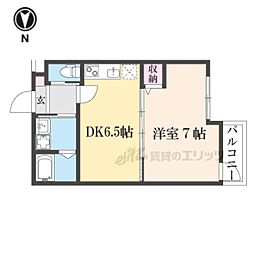 フォルトゥーナ打出浜 3階1DKの間取り