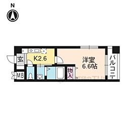 レクサス深草1号館 1階1Kの間取り