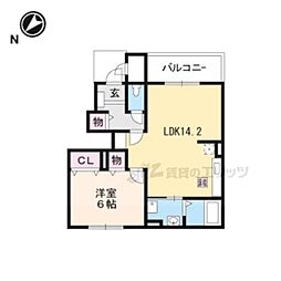 ベル　フィオーレ 1階1LDKの間取り