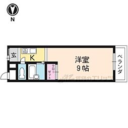 JR奈良線 稲荷駅 徒歩3分の賃貸マンション 2階1Kの間取り