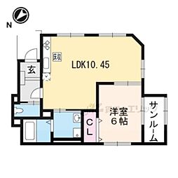 JR湖西線 唐崎駅 徒歩12分の賃貸アパート 1階1LDKの間取り
