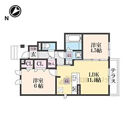 ｍｉｍｏｓａ　ｓｅｔａ 1階2LDKの間取り