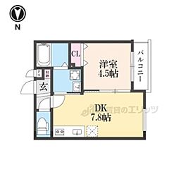 グランツ東福寺 304 3階1LDKの間取り